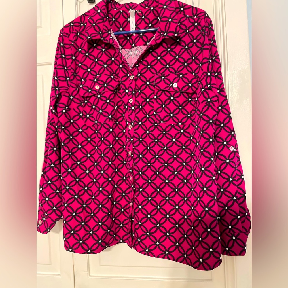 NY Collection women size X-Large button down blouse